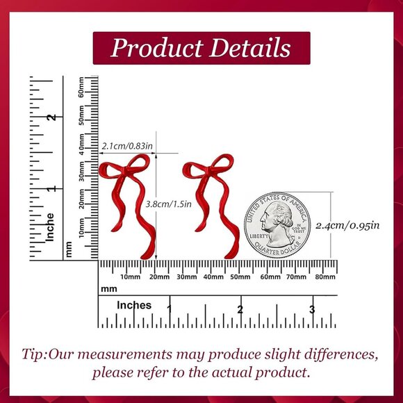 Red Bow Earrings Red Dresses for Women Party Bow Statement Jewelry for Dress Shi - Picture 8 of 8